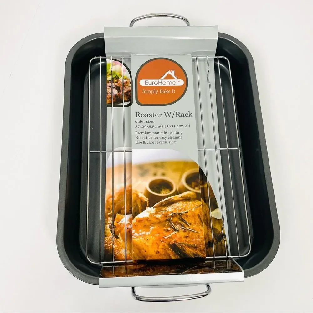 Non-Stick Roaster with Rack 14.6” L x 11.4” W x 2.2” H